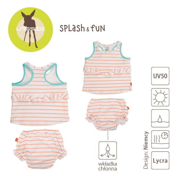 Lassig  -  Kostium do Pływania Dwuczęściowy z Wkładką Chłonną Sailor Peach uv 50+