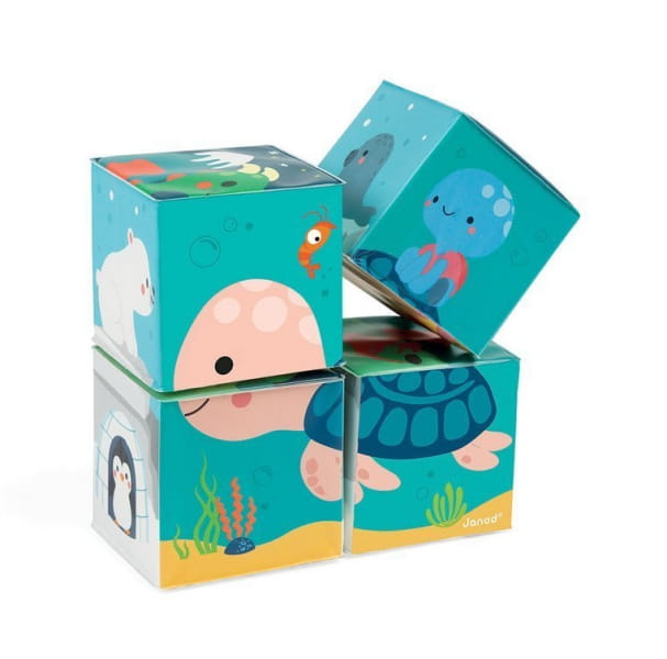 Janod - Klocki do Kąpieli Puzzle 6w1 Zwierzątka 4 Elementy 10 m +