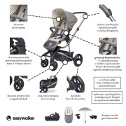 Easywalker  -  Harvey Wózek Głęboko - Spacerowy Steel Grey (zawiera Stelaż, Siedzisko z Budką i Pałąkiem)