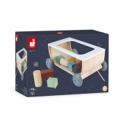 Janod - Wózek do Ciągnięcia  Drewniany z 17 Klockami Sweet Cocoon