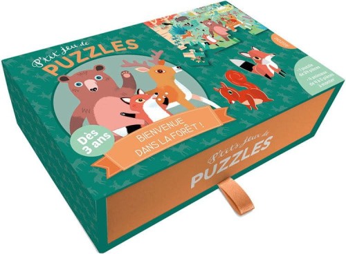 Auzou   -   Puzzle Leśny Świat + Kartonowe Zwierzątka 3+