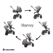 Easywalker  -  Harvey Wózek Głęboko - Spacerowy Steel Grey (zawiera Stelaż, Siedzisko z Budką i Pałąkiem)
