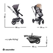 Easywalker Harvey  -  Wózek Głęboko - Spacerowy Coal Black (zawiera Stelaż, Siedzisko z Budką i Pałąkiem)