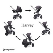 Easywalker Harvey  -  Wózek Głęboko - Spacerowy Coal Black (zawiera Stelaż, Siedzisko z Budką i Pałąkiem)
