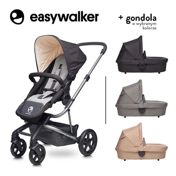 Easywalker Harvey  -  Wózek Głęboko - Spacerowy Coal Black (zawiera Stelaż, Siedzisko z Budką i Pałąkiem)