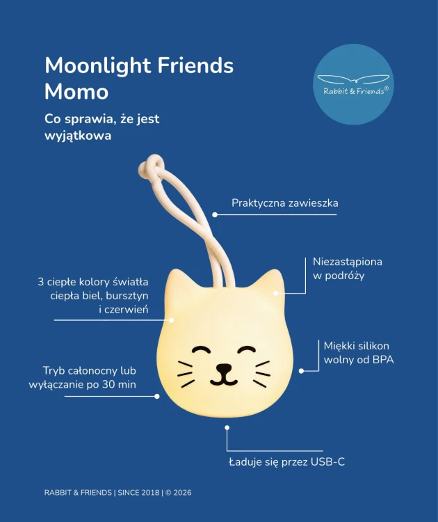 Moonlight Friends - Kot MOMO lampka do zawieszenia