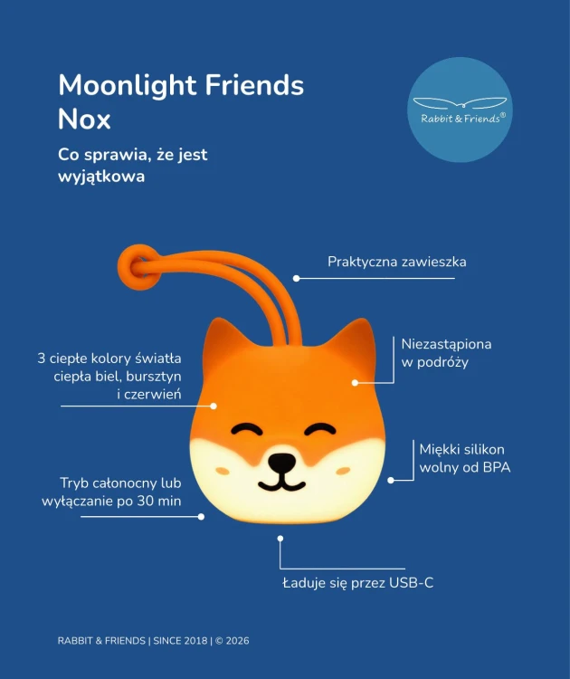 Moonlight Friends - Lis NOX lampka do zawieszenia