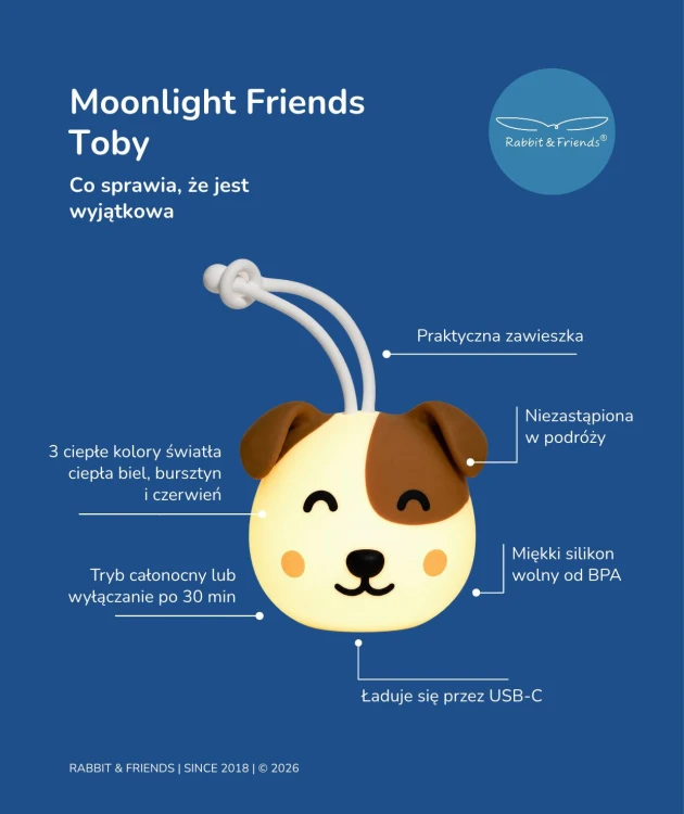 Moonlight Friends - Pies TOBY lampka do zawieszenia