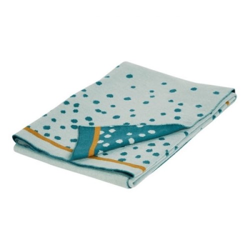 Done by Deer  -  Dots Kocyk Dzianinowy Blue