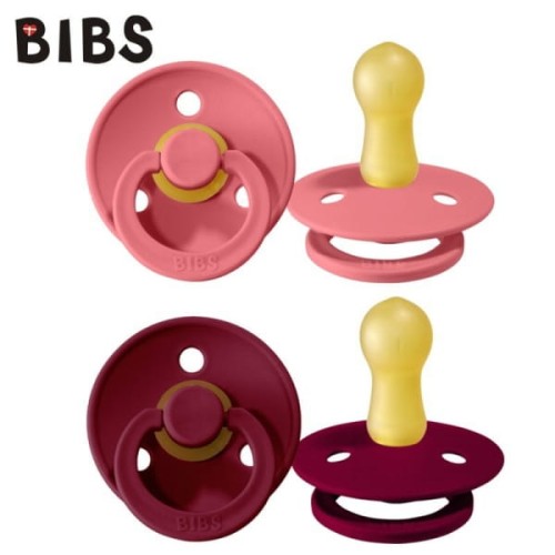Bibs 2 - Pack m Coral &amp; Ruby Smoczek Uspokajający Kauczuk Hevea