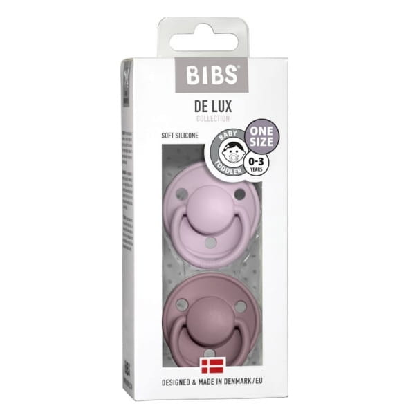 BIBS - Bibs de Lux One Size 2 -  Pack Dusky Lilac &amp; Heather Smoczek Uspokajający Silikonowy