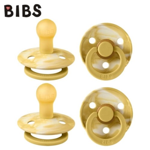 BIBS - Bibs Tie Diy Collection 2 - Pack Mustard Ivory &amp; Mustard Ivory s Smoczek Uspokajający Kauczuk Hevea