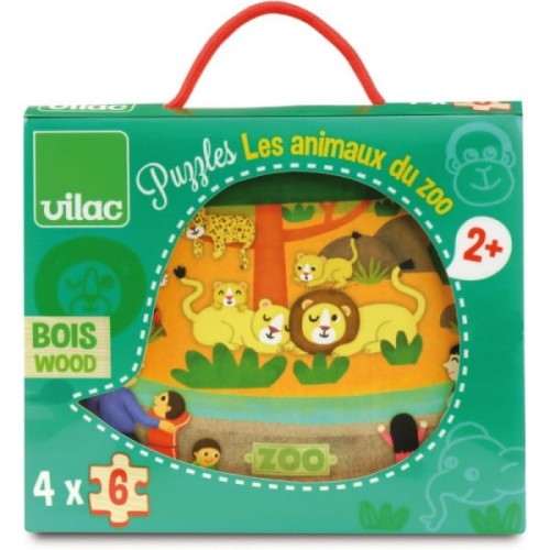 Vilac      -         Drewniane Puzzle Zoo 4  6 Elementów 2642