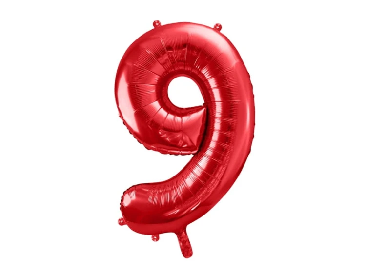 Balon Foliowy Cyfra ''9'', 86cm, Czerwony