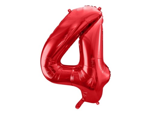 Balon Foliowy Cyfra ''4'', 86cm, Czerwony