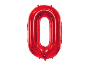 Balon Foliowy Cyfra ''0'', 86cm, Czerwony