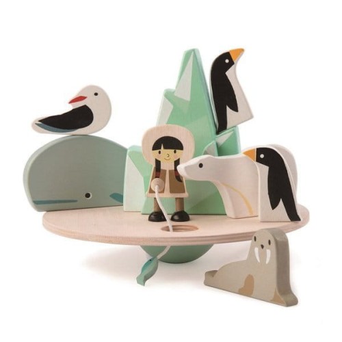 Tender Leaf Toys - Drewniana Gra Zręcznościowa  -  Balansujący Biegun Polarny