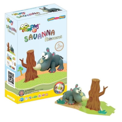 JumpingClay - Jumping Clay | Zestaw Kreatywny Sawanna  -  Nosorożec